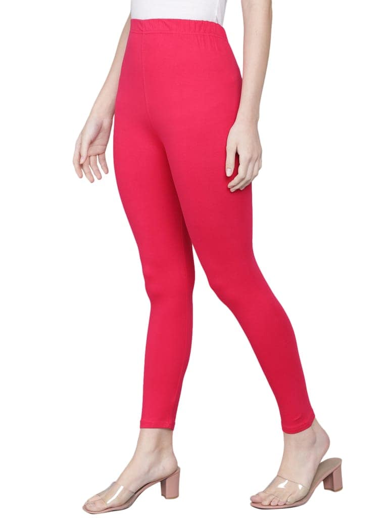 SOFT COLORS Women's Skinny Fit Ethnic Wear Ankle Length Leggings (Magenta Color) view 2