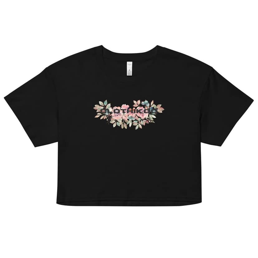 Clothikoo Women's Crop Top (Black, Flower Print) view 5