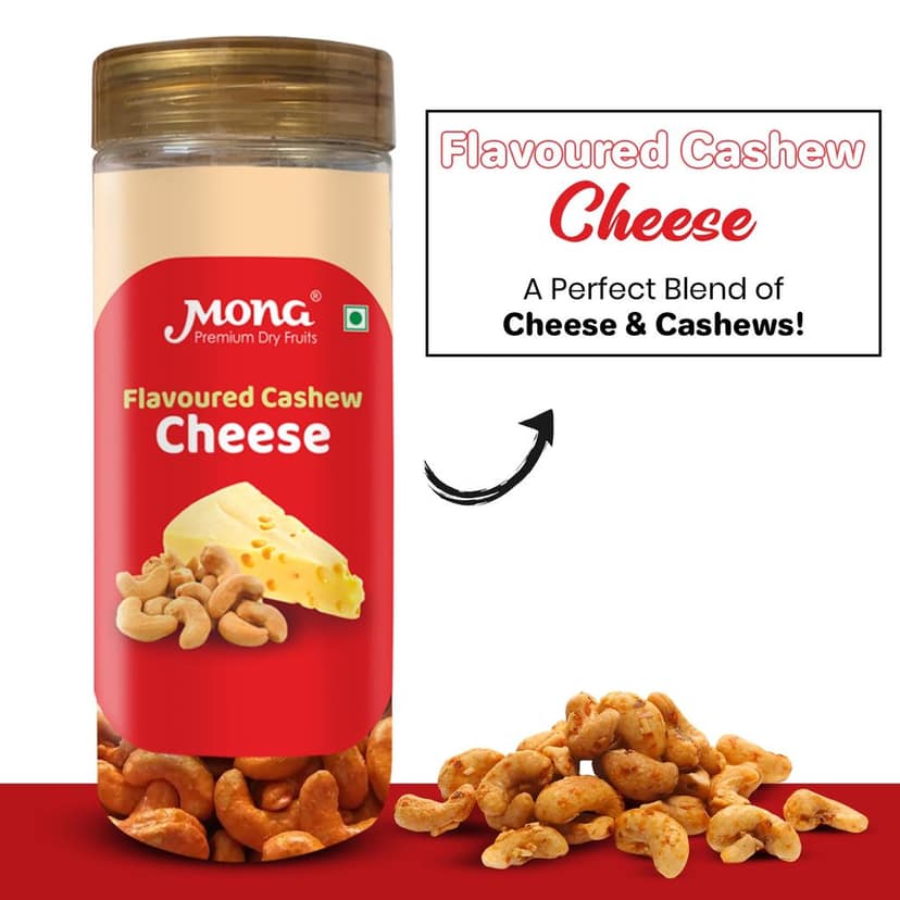 Mona Premium Cheese Flavoured Cashews - Gourmet Dry Fruit Snack view 2