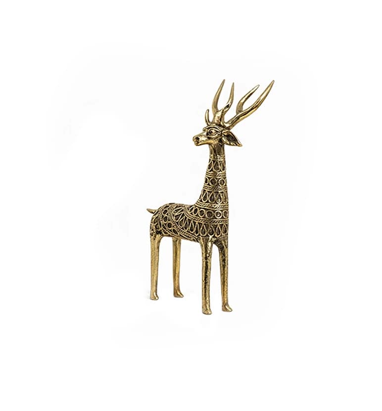 Handcrafted Brass Medium Tribal Deer Showpiece view 3