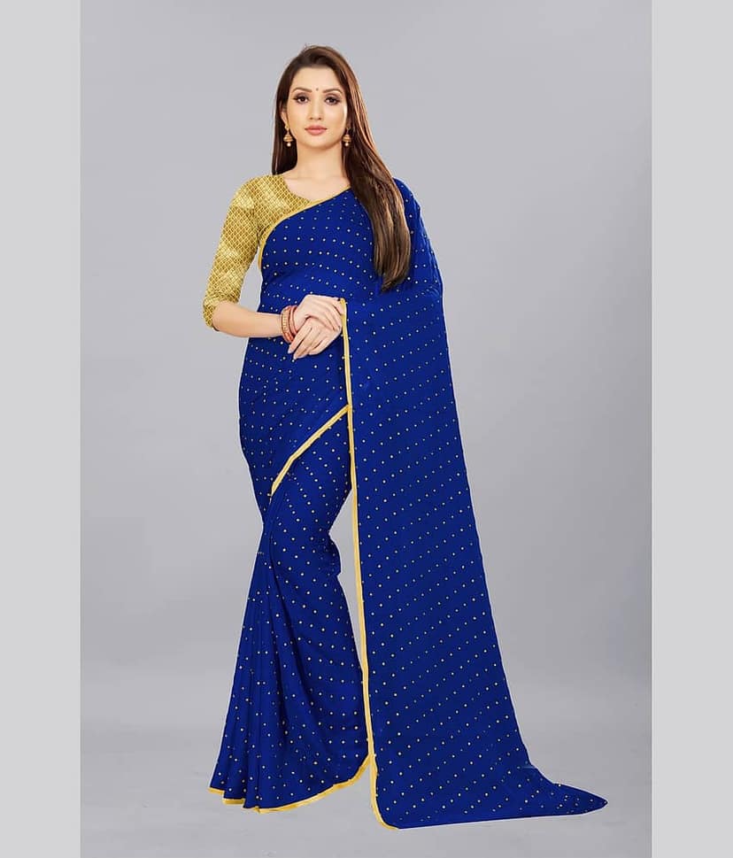 Rhey Chiffon Printed Saree With Unstitched Blouse Piece ( White )