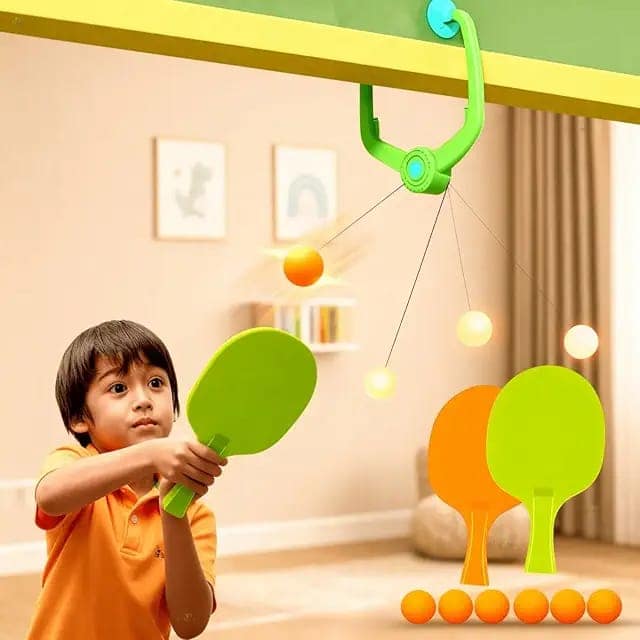 Toy Imagine Indoor Hanging Table Tennis Trainer for Kids Age 5-14|Door Mounted Ping Pong Game Set with 2 Rackets 6 Balls|Indoor Sports Game for Boys and Girls Home Play Activity view 3