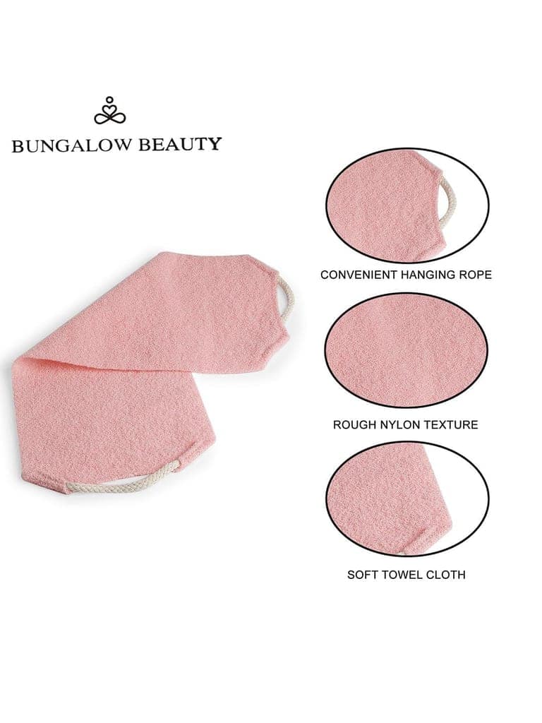 BUNGALOW BEAUTY Microfiber Loofah Back Scrubber and Exfoliating Body Sponge for Bathing, Dry Skin, White (Pack of 2) view 3