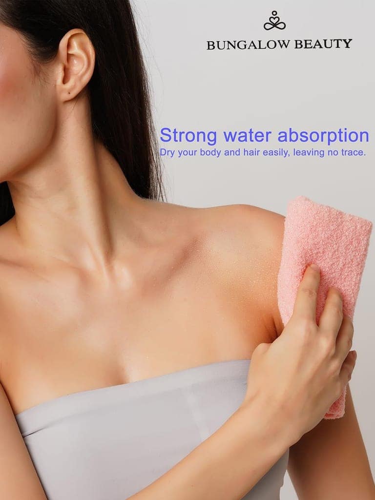 BUNGALOW BEAUTY Microfiber Loofah Back Scrubber and Exfoliating Body Sponge for Bathing, Dry Skin, White (Pack of 2) view 5