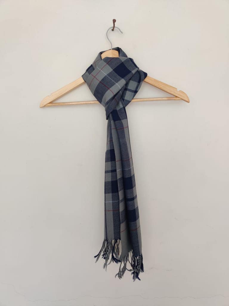 Grey Blue Handwoven Merino Wool Muffler view 3