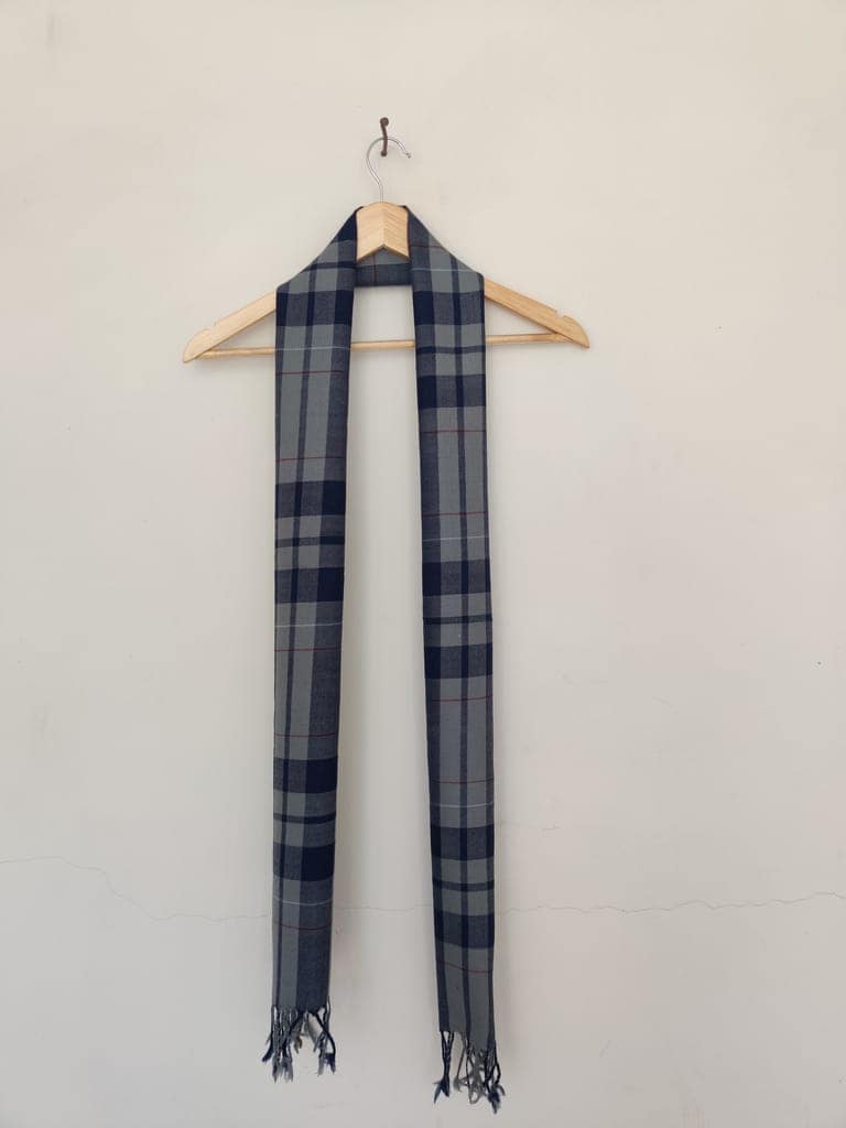 Grey Blue Handwoven Merino Wool Muffler view 4