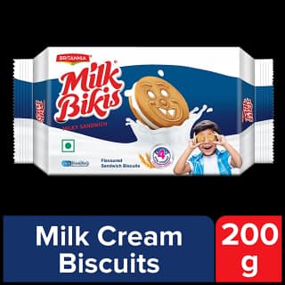 Britannia Milk Bikis Milk Cream Biscuits, 200 G