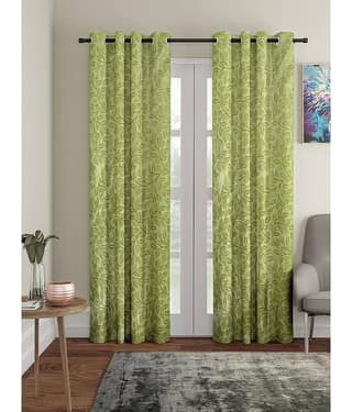 Cortina - Floral Embossed Room Darkening Eyelet Curtain-9 Ft-pack of 2