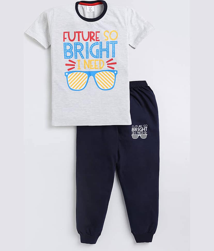 Todd N Teen Pack of 1 Boys Cotton T-Shirt & Trackpants Set ( Blue )