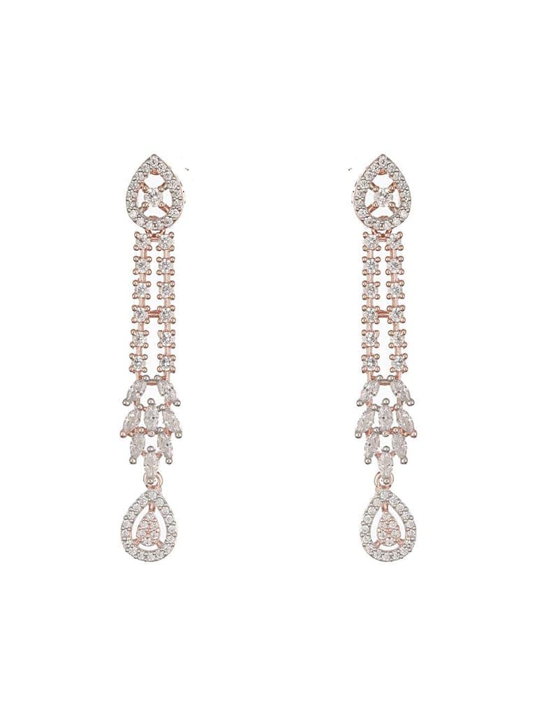 Rose Gold Plated Zircon Studded Luxe Pendant Necklace jewellery Set view 8