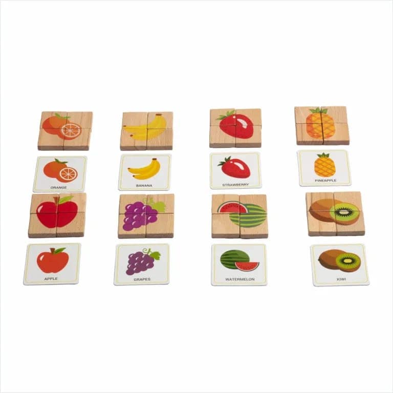 Wooden Fruits Puzzles with Flash Cards-32 PCS | Gender Neutral Toys for Toddlers - D’bebé view 2