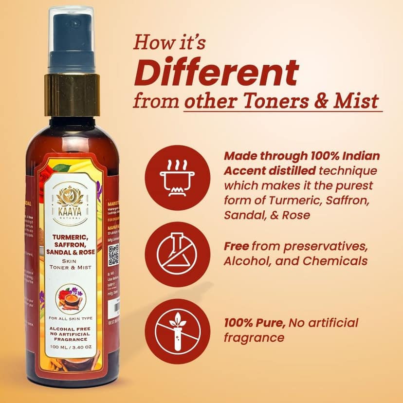 Kaaya Natural Turmeric, Saffron, Sandal & Rose Toner & Mist view 3