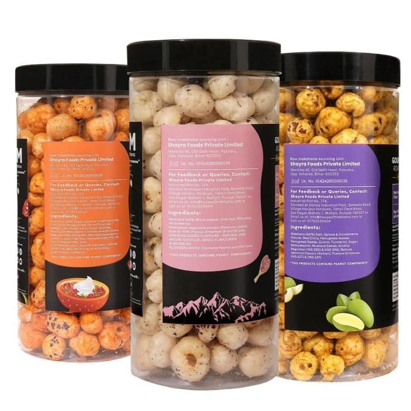 GOURMET MAKHANA Roasted in Olive Oil | Flavors Himalayan Salt & Pepper, Peri Peri and Achari Mango | Combo Of 3, 65g Each. - 195 gm view 3