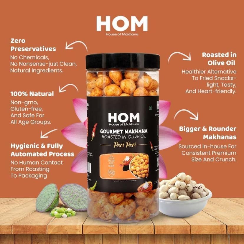 GOURMET MAKHANA Roasted in Olive Oil | Flavors Himalayan Salt & Pepper, Peri Peri and Achari Mango | Combo Of 3, 65g Each. - 195 gm view 5
