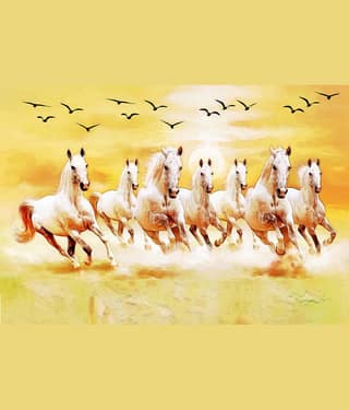 wallpics Seven Running Horse Waterproof Sticker Vinyl Photo Wall Poster Without Frame