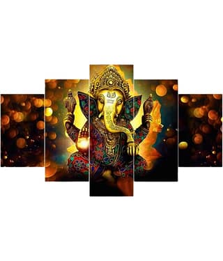 SNDArt Set Of 5 Lord Ganesha Wall Painting For Home Decor Gift Items 18 x30 inch