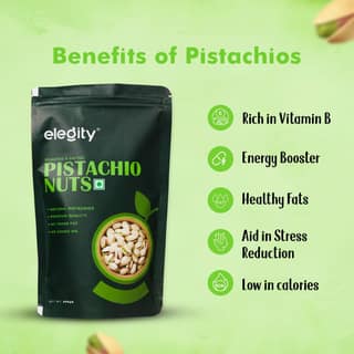 Elegity California Salted Pistachios Pouch 250 gm | Namkeen Pista Dry Fruit | Crunchy, Tasty & Healthy | Rich in Fibre & Protein | No Added Preservatives & Colour in Nutritious Nuts