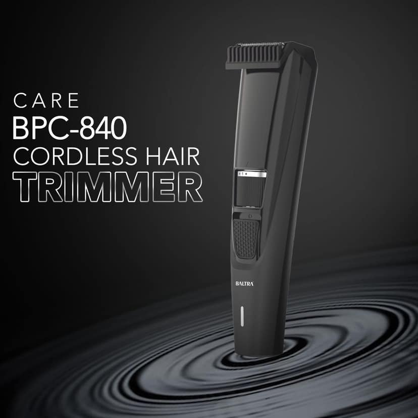 BALTRA Care Beard Trimmer For Men | 90 Minutes Runtime | Self Sharpening Blades | Adjustable Length | Rechargeable & Cordless Men's Beard Mustache Trimming & Body Hair Trimmer | 2 Year Warranty, Black view 2