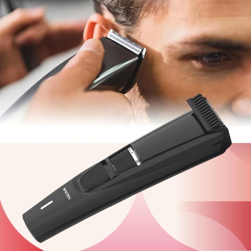 BALTRA Care Beard Trimmer For Men | 90 Minutes Runtime | Self Sharpening Blades | Adjustable Length | Rechargeable & Cordless Men's Beard Mustache Trimming & Body Hair Trimmer | 2 Year Warranty, Black view 5