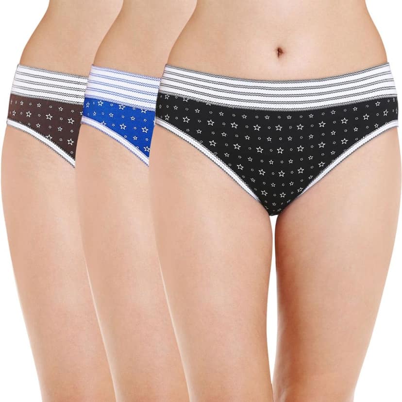 Bodycare women's combed cotton assorted Briefs Panty Pack of 3 ( E2912 )