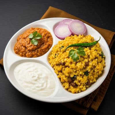 Dal Khichdi Chokha With Curd
