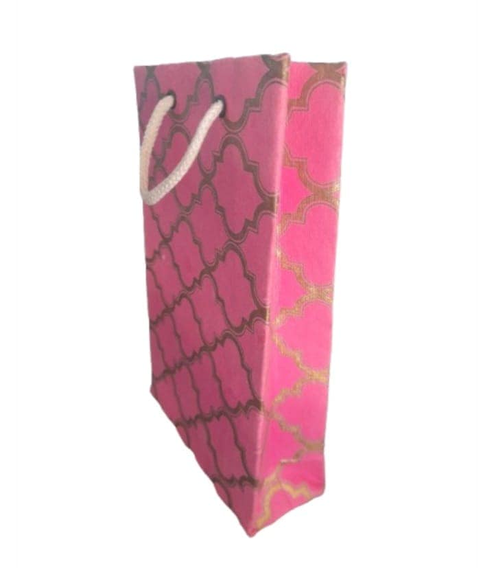 Small Pink and Gold Gift Bag with Rope Handles view 2