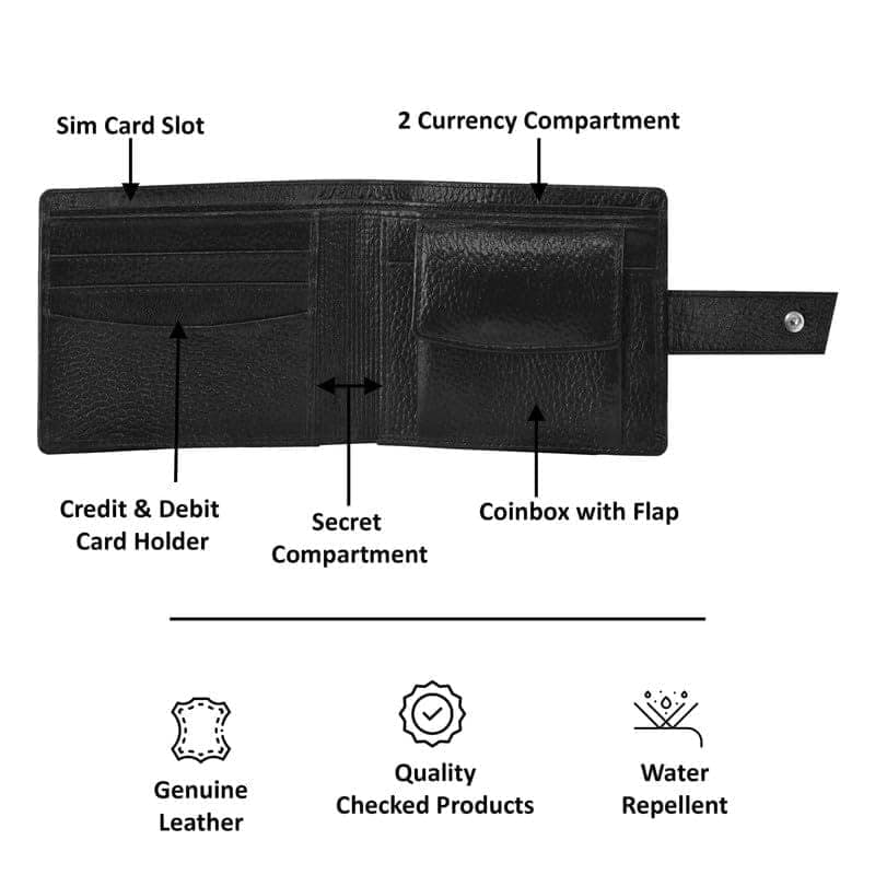 LOREM Bi-Fold Genuine Leather 7 ATM Removable Card Slots Wallet for Men-UF view 4