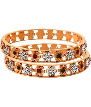 JFL - Fab Floral One Gram Gold Plated Designer Bangles for Girl and Women.