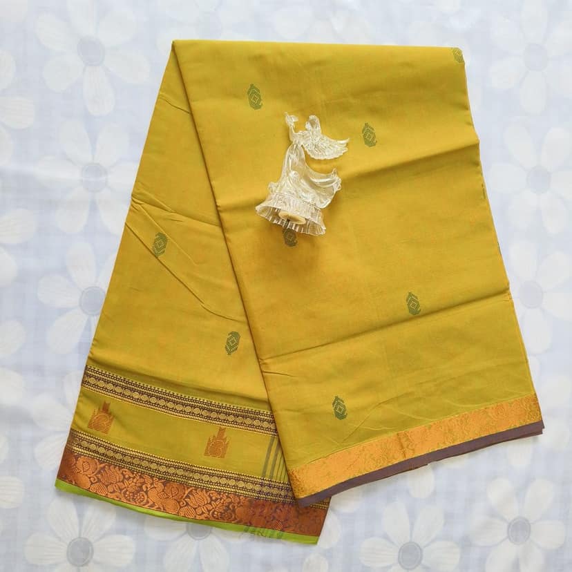 Cotton Saree without Blouse -Mango Design view 3