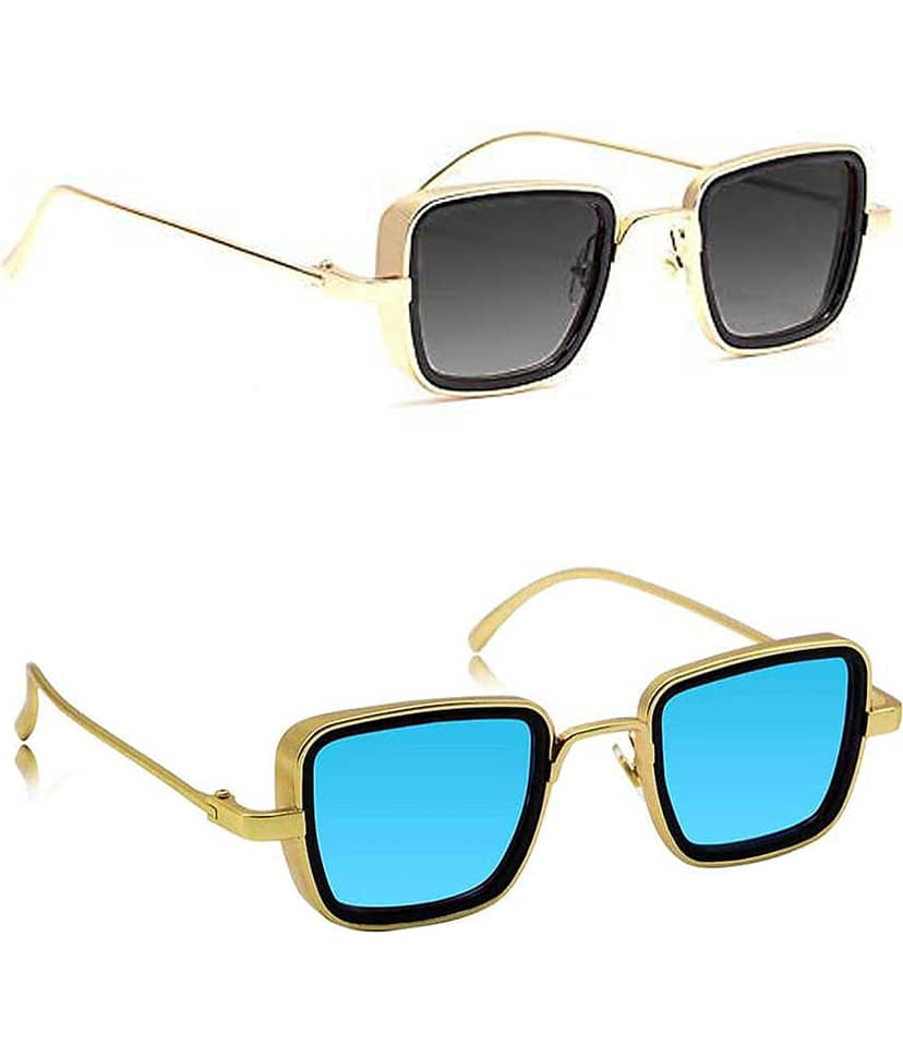 Kanny Devis - Gold Rectangular Sunglasses ( Pack of 2 ) view 2