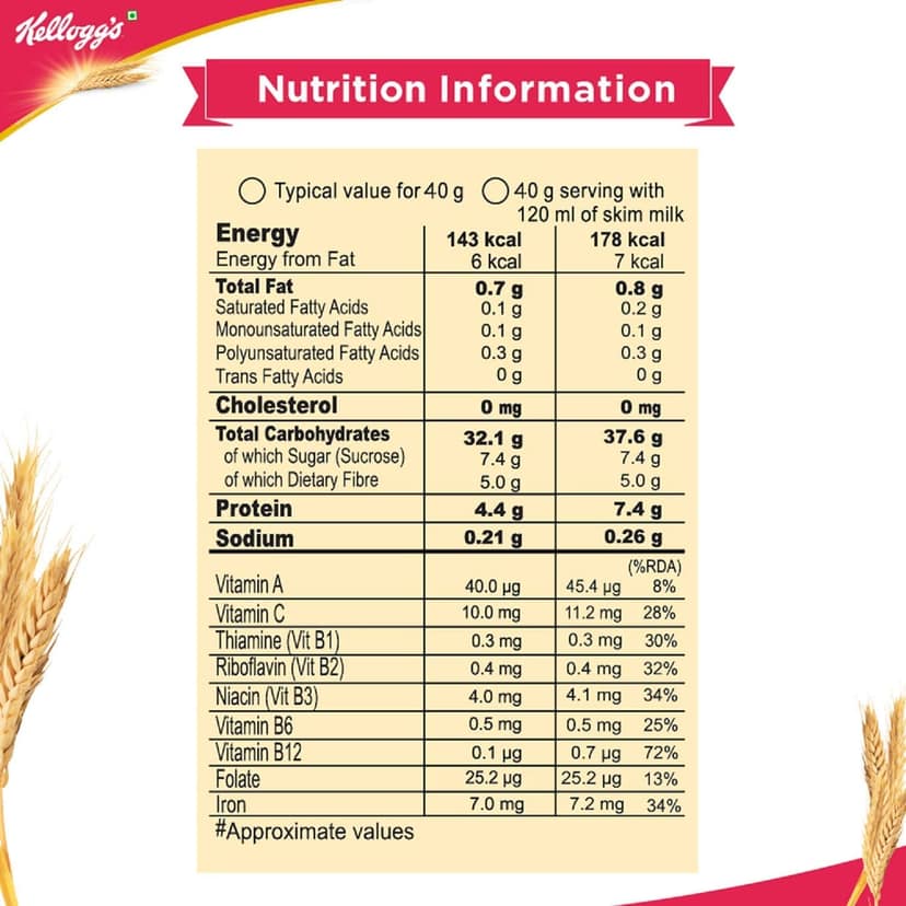 Kellogg's All Bran Wheat Flakes 440G, Made With Whole Grain, 7 Essential Vitamins And Iron, High In Protein & Fibre, Breakfast Cereal view 2