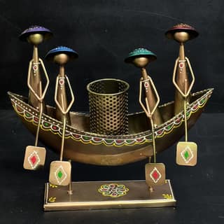 ANTIQUE GOLDEN BOAT WITH PEN STAND DECORATIVE ITEM AND SHOWPIECES HOME DECOR / RESTAURANT DECOR/ OFFICE DECOR/ TABLE DECOR/DRAWING ROOM DECOR / GIFT ITEM