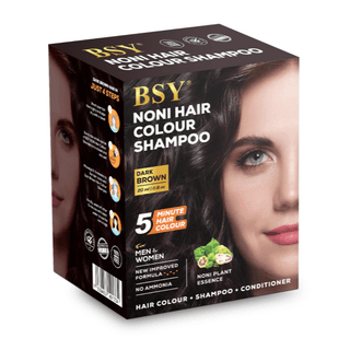 BSY Noni Hair Colour Shampoo 20ml (Dark Brown Colour) 20 ml x 10 pcs