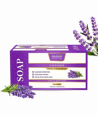 Multani Naturals Lavender Soap Pure Lavender Oil & Glycerin For Dark Spots on Skin, Exfoliates Dead Skin Cells 125gm (Pack of 5)