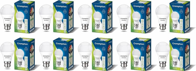 Crompton Dyna Ray 9W LED Bulb | Cool Day Light | B22 Base | 180 Coverage | 4kV Surge Protection | Pack of 10