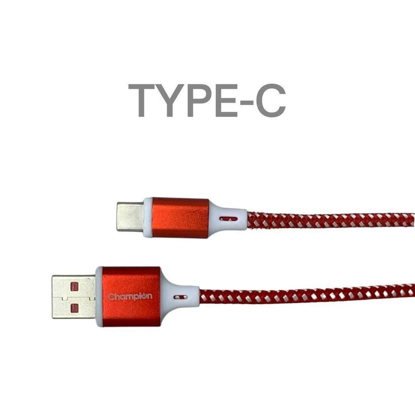 Champion USB to Type-C 65W Data Sync & Charging Cable Braided for all Android & USB Type-C Devices (Red) view 4