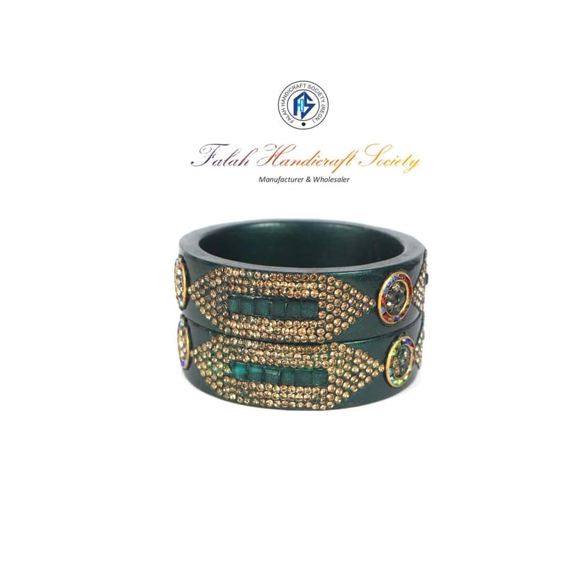 FHS Handmade Rajasthani Lac Bangles - Green (piece 2)