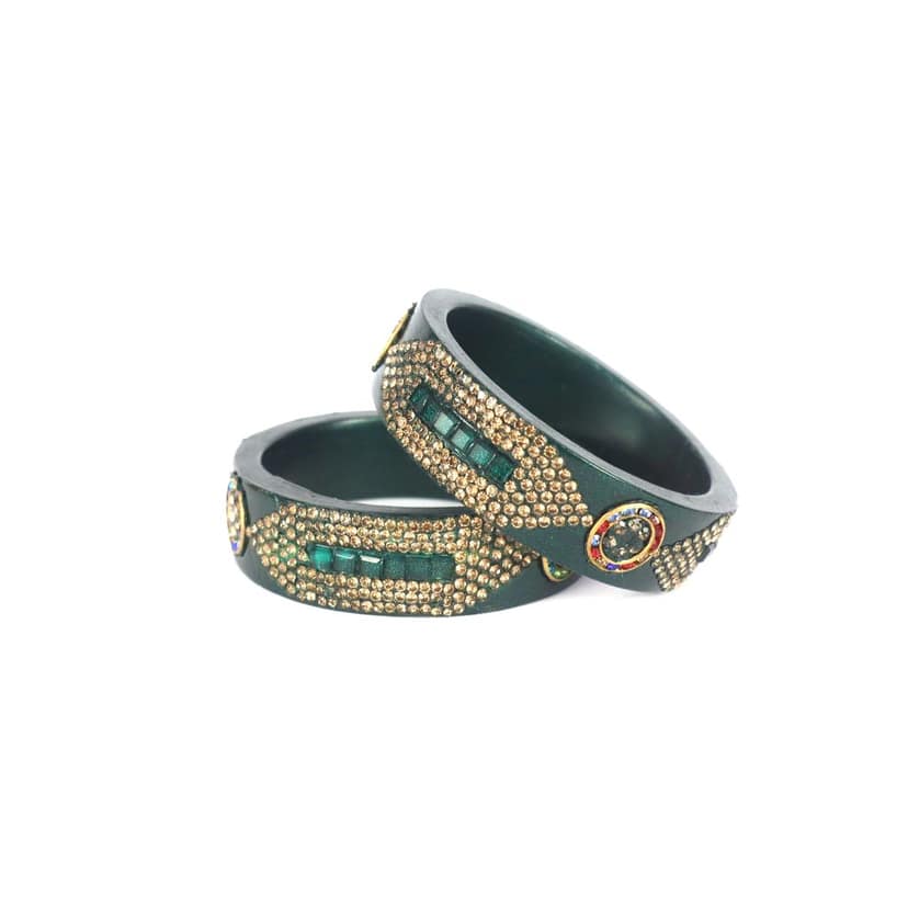 FHS Handmade Rajasthani Lac Bangles - Green (piece 2) view 2