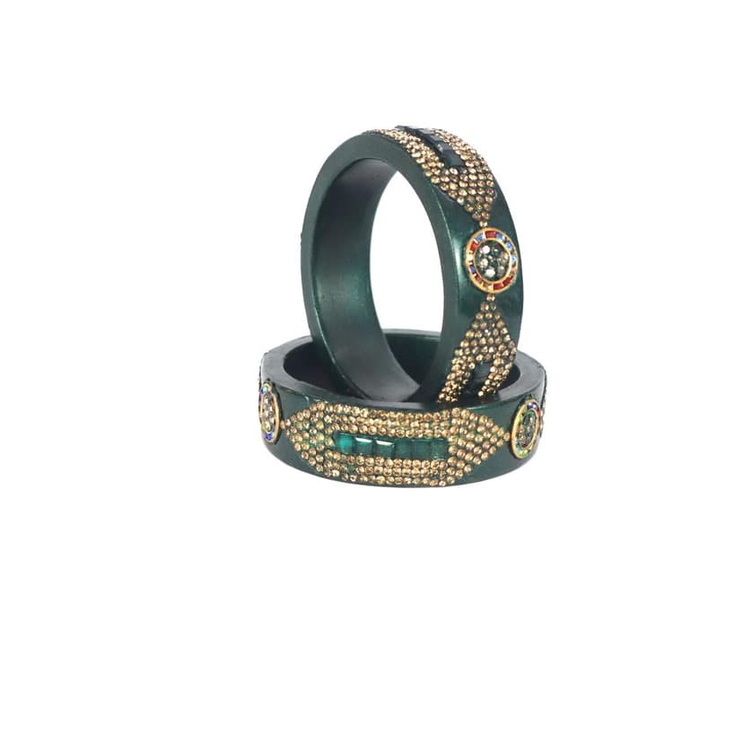 FHS Handmade Rajasthani Lac Bangles - Green (piece 2) view 4