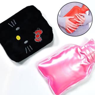 Black Small Hot Water Bag with Cover – Pain Relief & Warmer