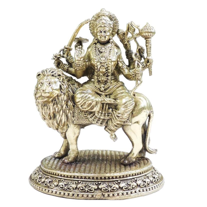Pure Brass Durga Murti for Home Temple, Height : 6 Inch (BSMAS1844 C) view 2