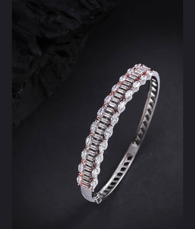 Priyaasi Beautiful American Diamond Rhodium-Plated Bracelet for Women