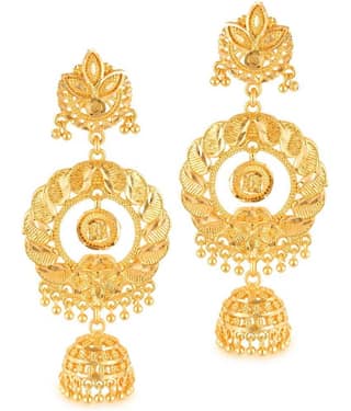 VIVASTRI Golden Jhumki Earrings ( Pack of 1 )
