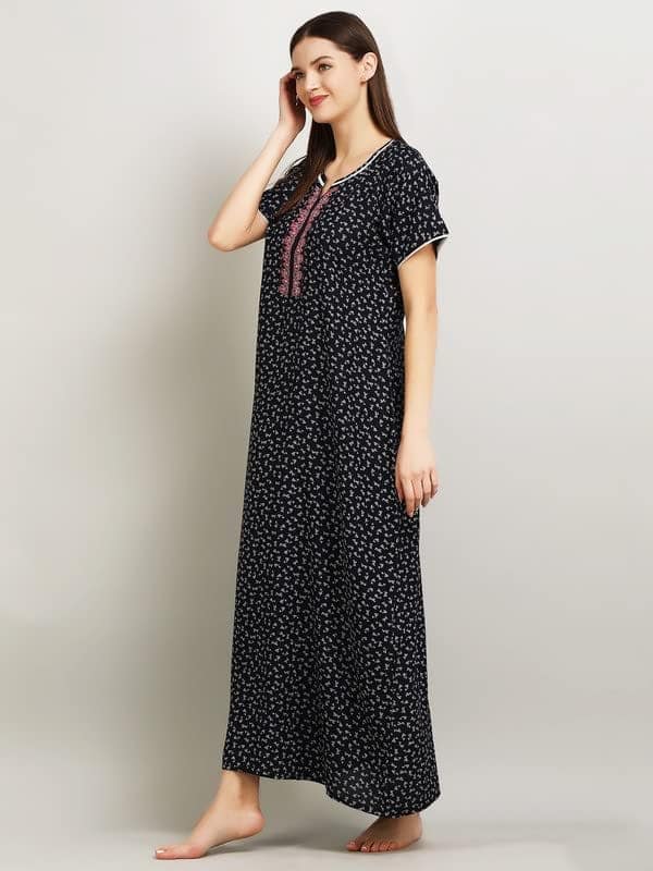 KOI Alpine Nightgown with Floral Embroidery-Pink XL view 3