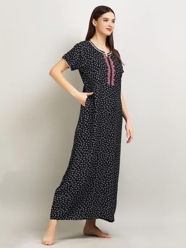 KOI Alpine Nightgown with Floral Embroidery-Pink XL view 4
