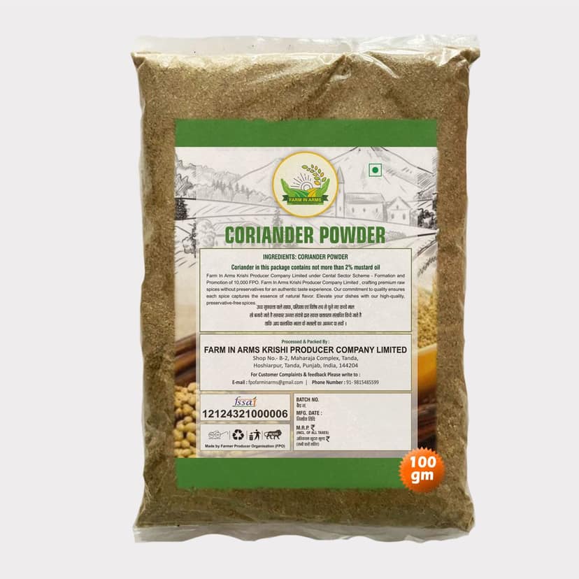 Coriander Powder 100gm | Arms Krishi by Handpicked Seeds, Pure Goodness. view 3
