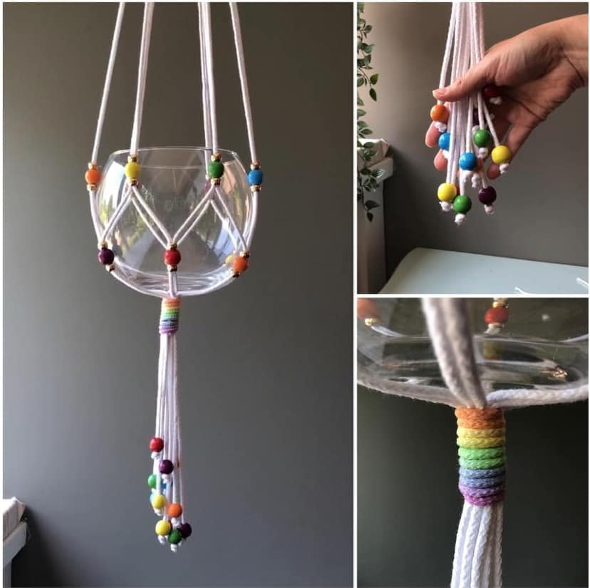 The brown box-Macrame Plant Hanger Making kit,Adjustable Beaded Plant Hanger,DIY Kit,Craft kit for Adults and Beginners,Boho Macrame Kit,Hobby kit. view 2