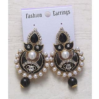 Women Jewellery Black Royal Designer Gold Plated Traditional Kundan hot Girls Earrings