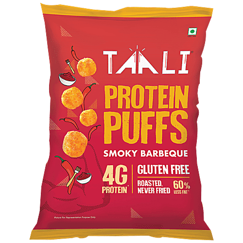 TAALI Protein Puffs - Smoky Barbeque, Roasted, Non-Fried, Gluten Free, 25 g Pouch