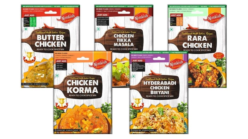 Nimkish Chicken Spice Mix Combo Pack of 5 | Ready-to-Cook Murgh Masala Premix | Authentic Indian Chicken Recipes